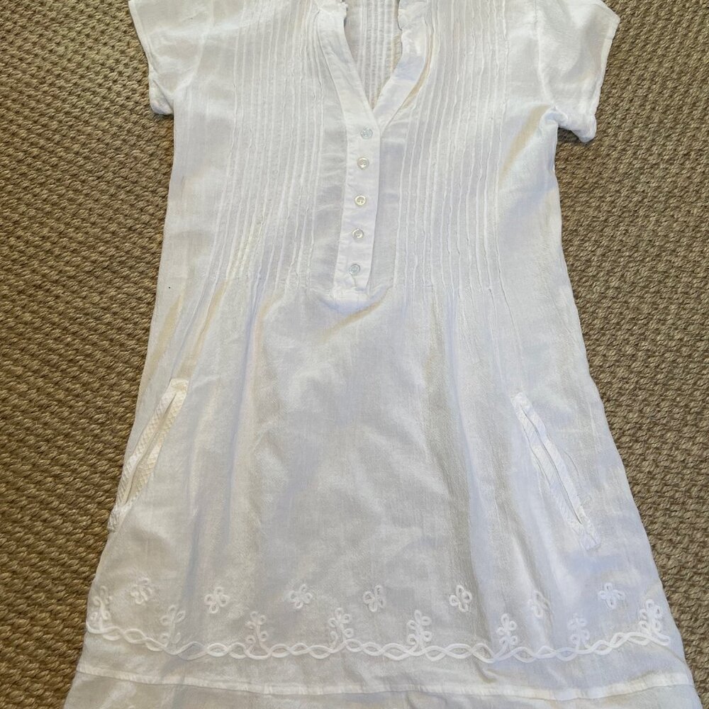 American South Side White Cotton Sundress, Size Medium
